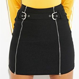 SHEIN Zip Up Buckle Utility Skirt in Black